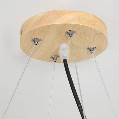 Japanese Simple Log Round Flat LED Pendant Light