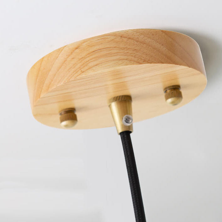 Suspension Luminaire 1 Lumière en Noyer Moderne avec Abat-Jour en Verre Vintage 