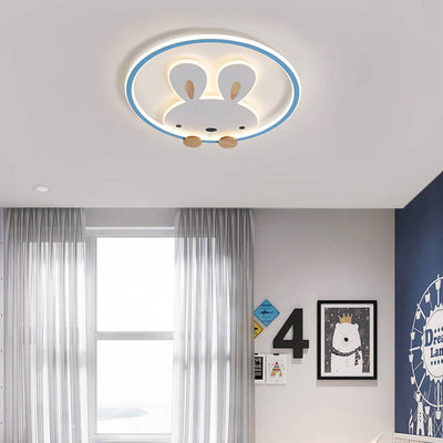 Childlike Modern Simple Cartoon Rabbit Design LED Flush Mount Light