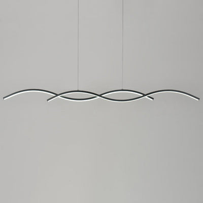 Nordic Minimalist Long Strip Wave Design Island Light LED Chandelier