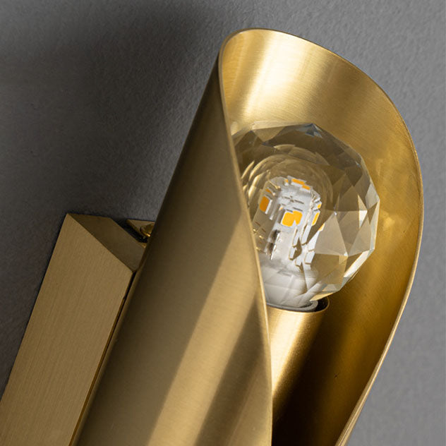 Applique murale longue et luxueuse à 2 lumières en cuivre, lumière moderne 