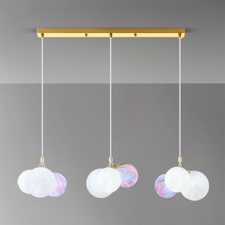 Lustre à 9 lumières en fer créatif moderne en forme de lune 