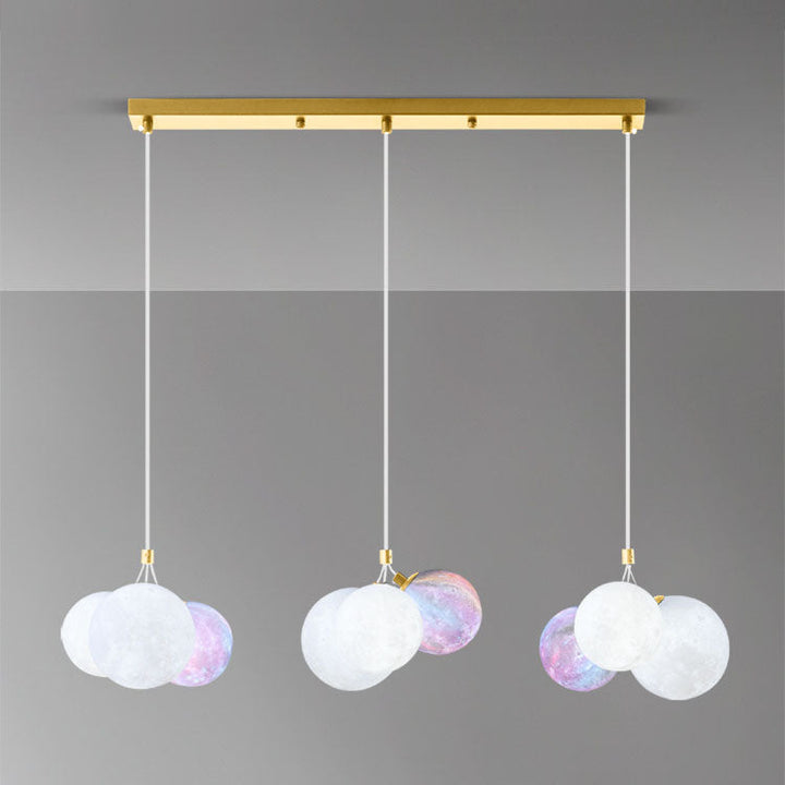 Lustre à 9 lumières en fer créatif moderne en forme de lune 