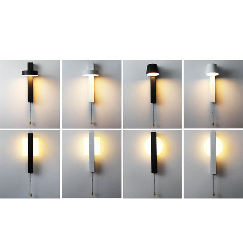 Nordic Simple Wrought Iron Acrylic Pull Wire Switch LED Wall Sconce Lamp