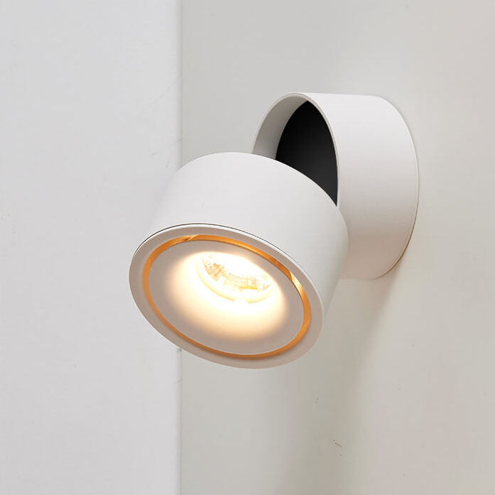 Modern Minimalist Round Aluminium Rotatable Folding LED Wall Sconce Lamp For Living Room &amp; Bedroom