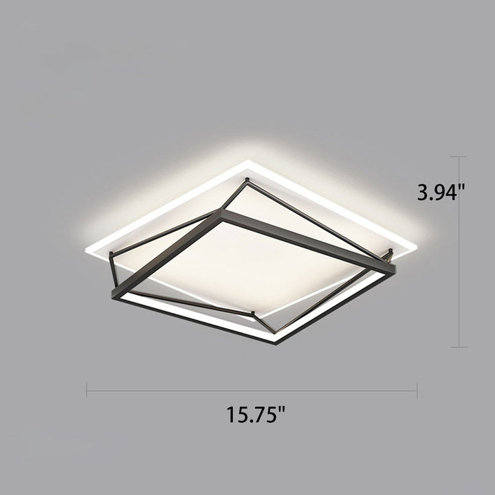 Luz de techo LED montada al ras con diseño geométrico cuadrado minimalista moderno de hierro y acrílico 