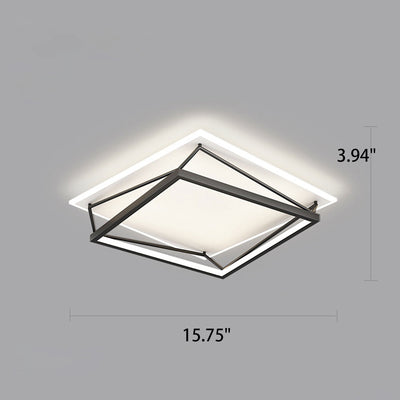 Modern Minimalist Geometric Square Iron Acrylic LED Flush Mount Ceiling Light