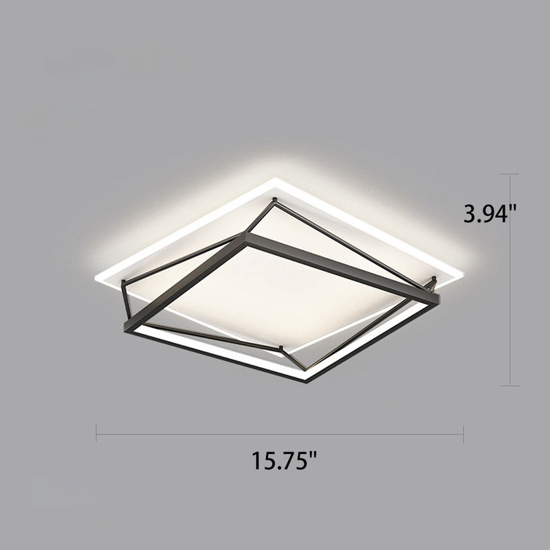 Modern Minimalist Geometric Square Iron Acrylic LED Flush Mount Ceiling Light