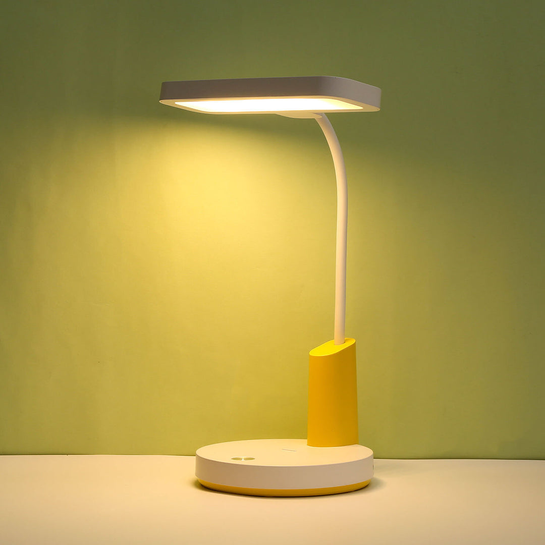 Modern Minimalist Plastic Long Shade Round Base Touch Charging LED Desk Lamp for Bedroom