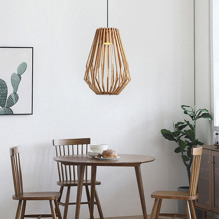 Vintage Creative Geometric Ash Wood 1-Light Pendant Light