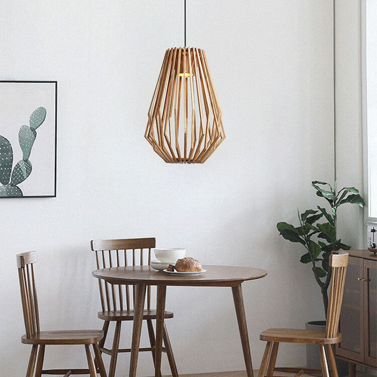 Vintage Creative Geometric Ash Wood 1-Light Pendant Light