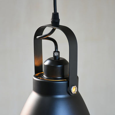 Nordic Vintage Black Cylinder Dome Iron 1-Light Pendant Light