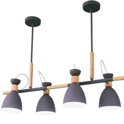 Nordic Macaron Log Bell Shade Island Light 4-Light Chandelier