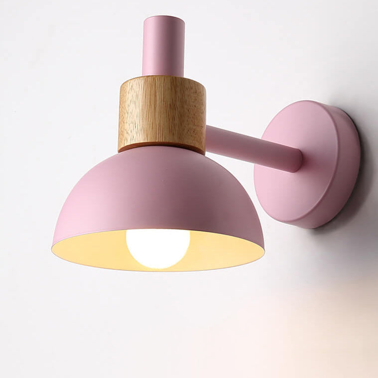 Moderne, klassische Macaron-Wandleuchte, einfarbig, Holz, Eisen, 1-flammig 