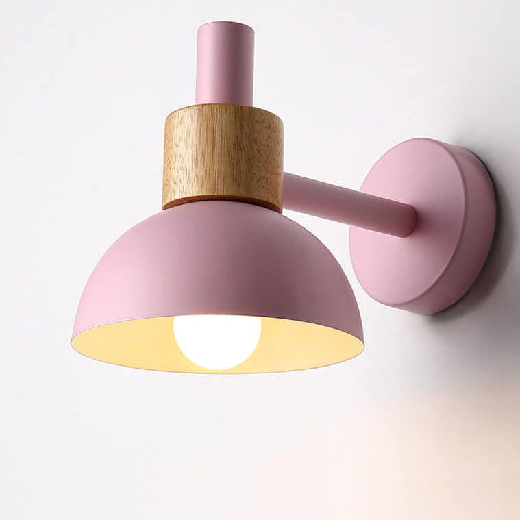 Modern Classic Macaron Solid Color Wood Iron 1-Light Wall Sconce Lamp