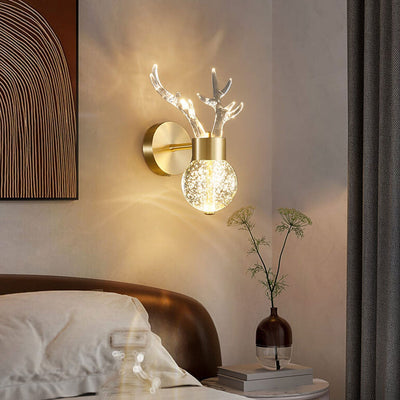 Nordic Luxury Antler Bubble Crystal LED Wall Sconce Lamp