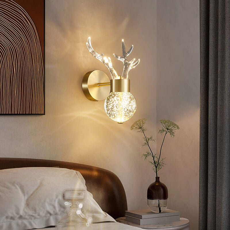 Nordic Luxury Antler Bubble Crystal LED Wall Sconce Lamp
