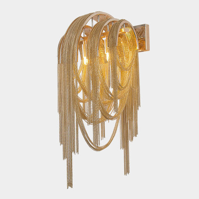 Postmodern Luxury Aluminum Chain Tassel  2-Light Wall Sconce