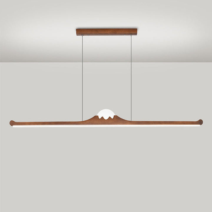 Nordic Retro Black Walnut Solid Wood Long Strip LED Island Light Chandelier