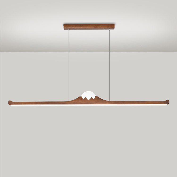 Nordic Retro Black Walnut Solid Wood Long Strip LED Island Light Chandelier