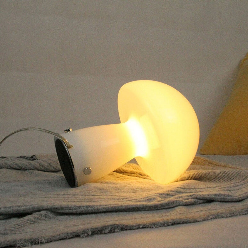 Nordic Orange White Glass Mushroom 1-Light Table Lamp