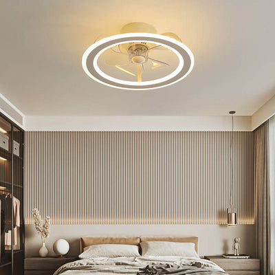 Nordic Creative Round LED Semi-Flush Mount Ceiling Fan Light