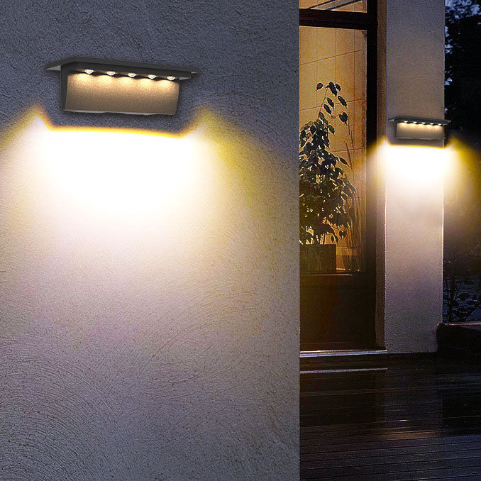 Modern Solar Step Geometry Outdoor Waterproof LED Patio Wall Sconce Lamp