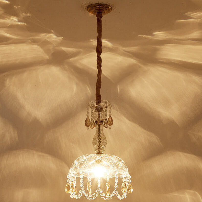 Moderne Luxus Kristall Hängedome 1-Licht Pendelleuchte 