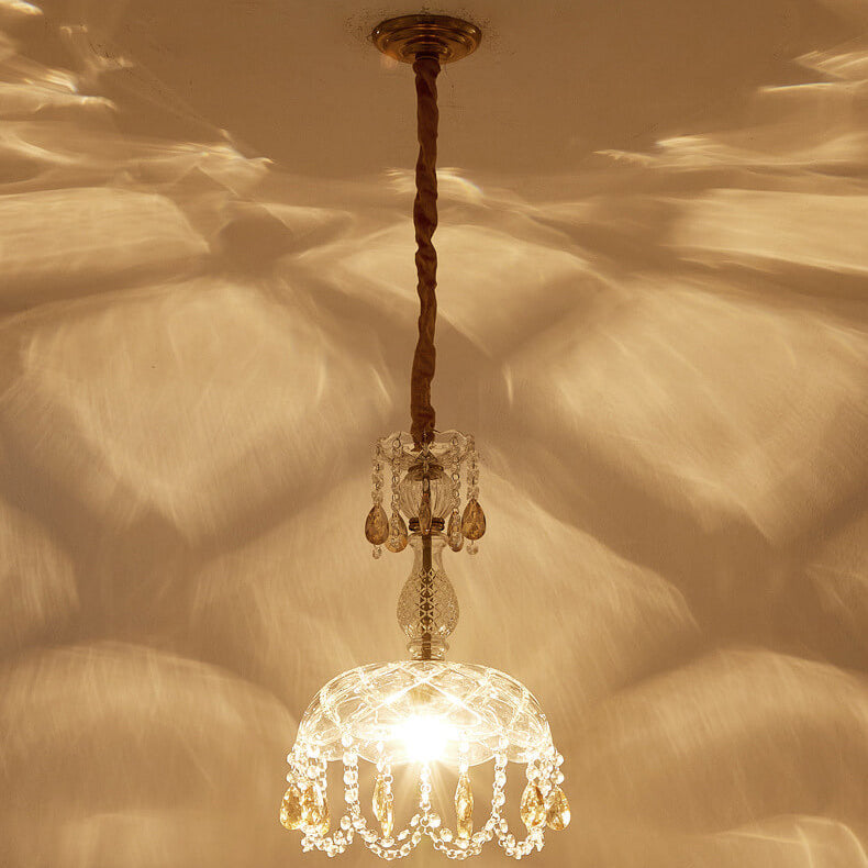 Modern Luxury Crystal Hanging Dome 1-Light Pendant Light