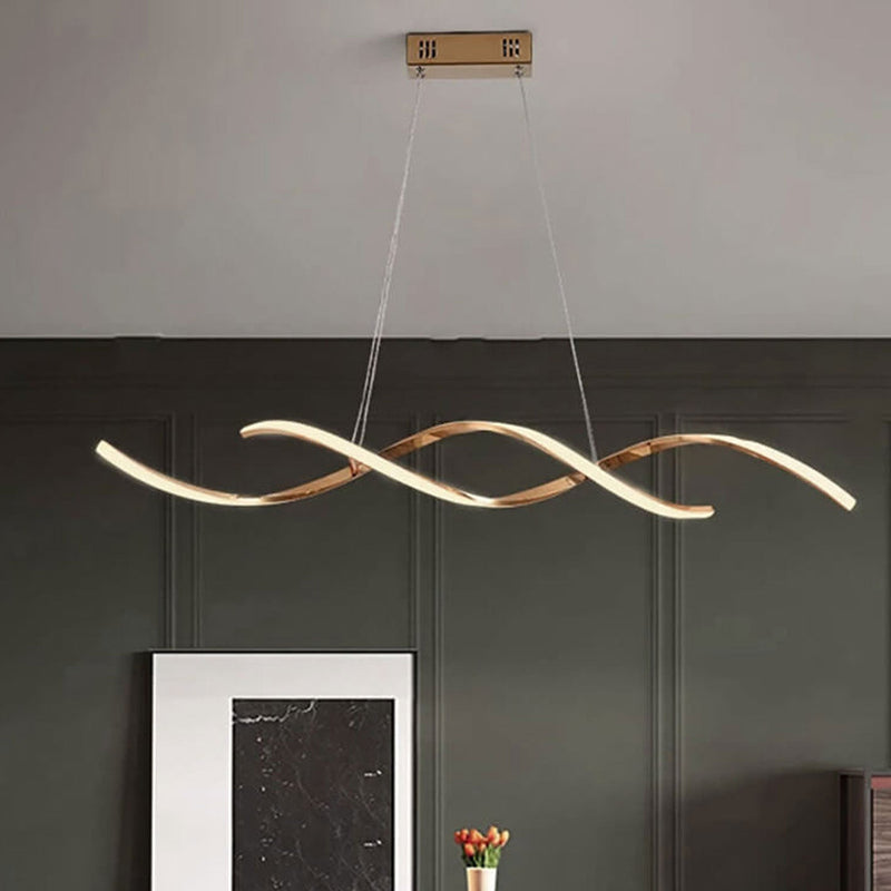 Moderner, minimalistischer Strip Curve Island Light LED-Kronleuchter 