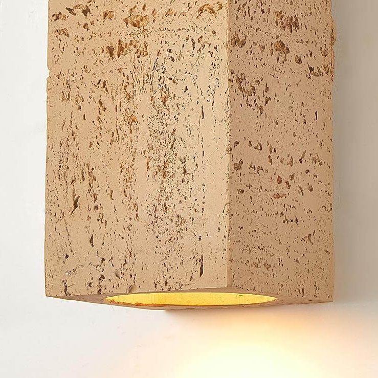 Traditionelle Retro-Wabi-Sabi-LED-Wandleuchte aus Verbundmaterial in quadratischer Säulenform, handgearbeitet, für das Wohnzimmer 