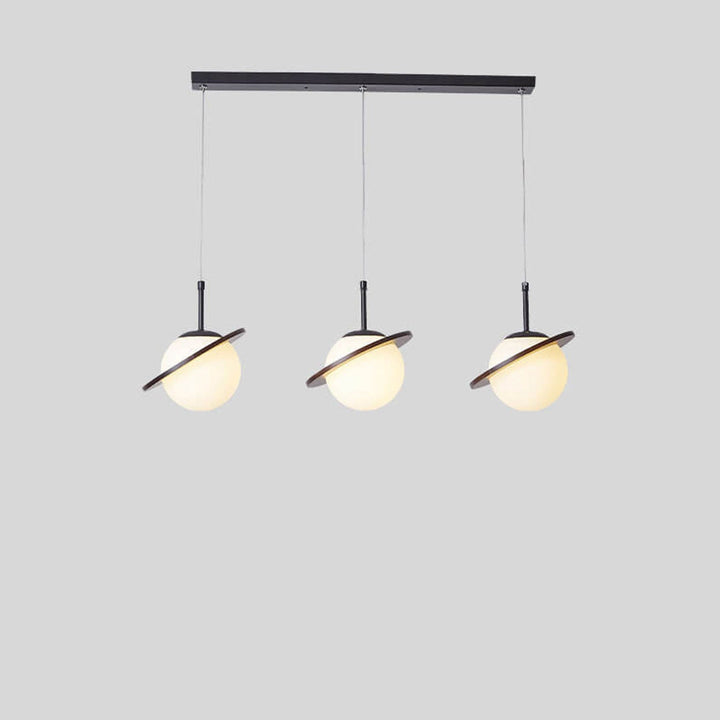 Lámpara de Araña de Vidrio Blanco Lechoso de Madera Nórdica 1/3 Luces 