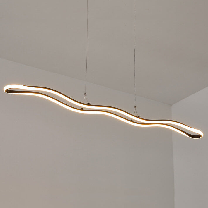 Nordic Minimalist Curve Bar LED-Kronleuchter aus Aluminium 