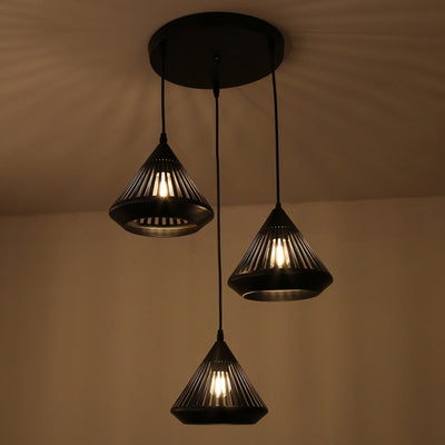 Modern Minimalist Hollow Carved Iron 3-Light Chandeliers