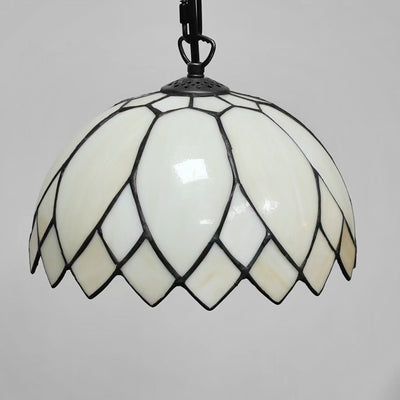 Tiffany Estilo Europeo Vidrio Blanco Lechoso Cúpula Lámpara Colgante de 1 Luz 
