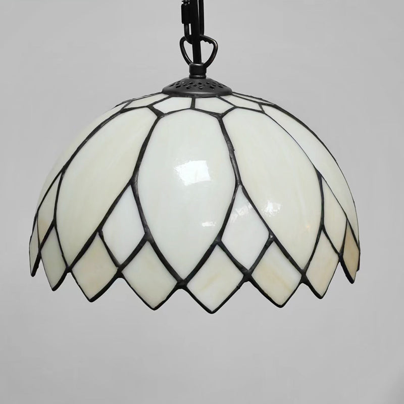 Tiffany Estilo Europeo Vidrio Blanco Lechoso Cúpula Lámpara Colgante de 1 Luz 
