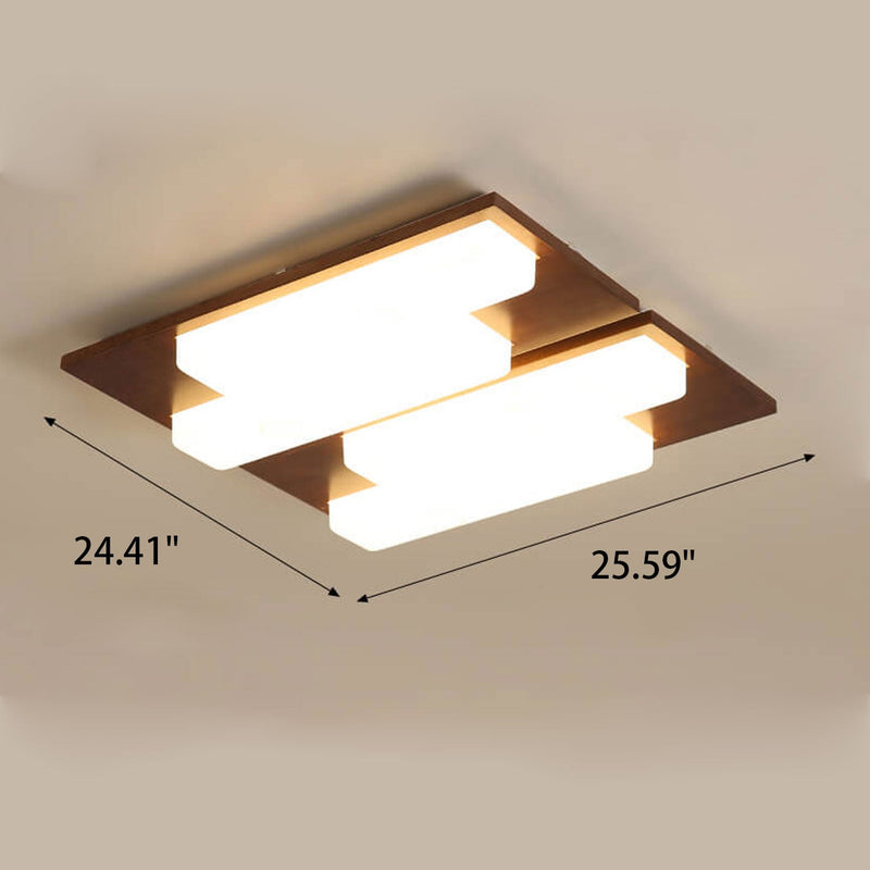 Nordic Creative Walnut Acrylic Rectangular LED Flush Mount Ceiling Light