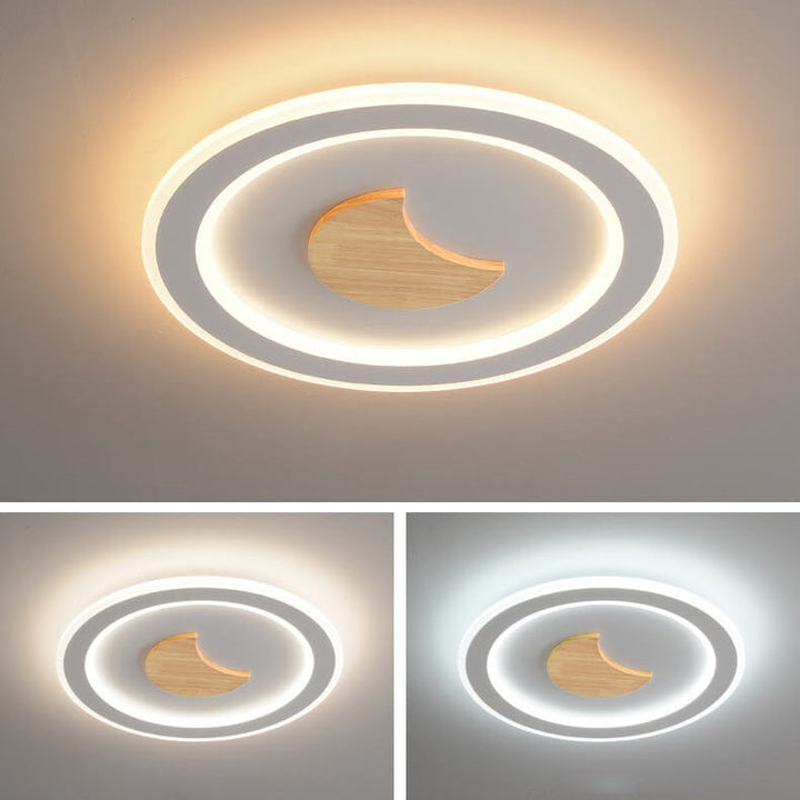 Modern Simple Solid Wood Pattern LED Flush Mount Light