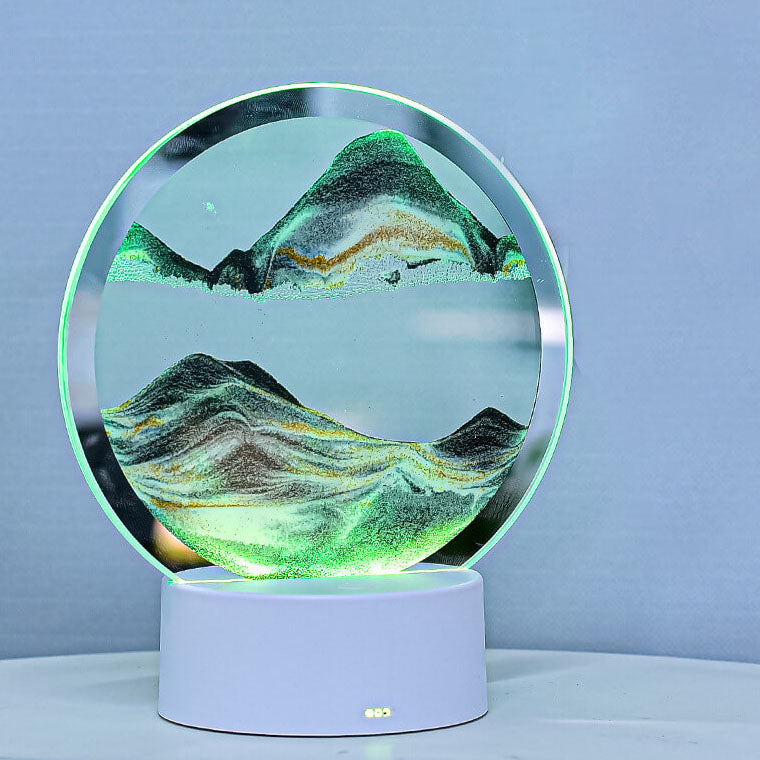 Lampe de table Creative Round Hourglass Quicksand 3D LED Night Light 