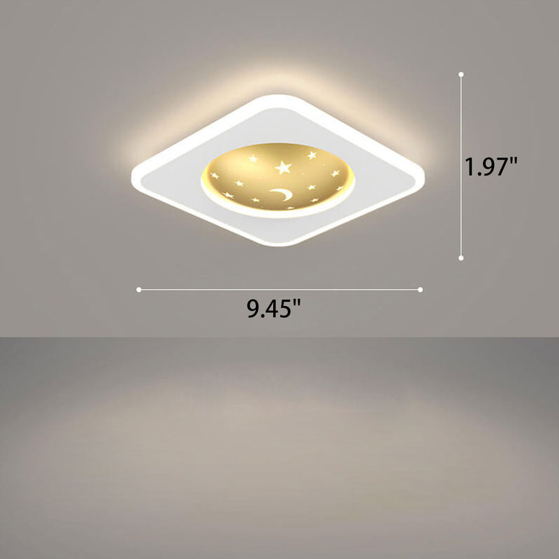 Nordische, minimalistische, quadratische, runde, schmiedeeiserne LED-Deckenleuchte mit Sternenhimmel aus Aluminium