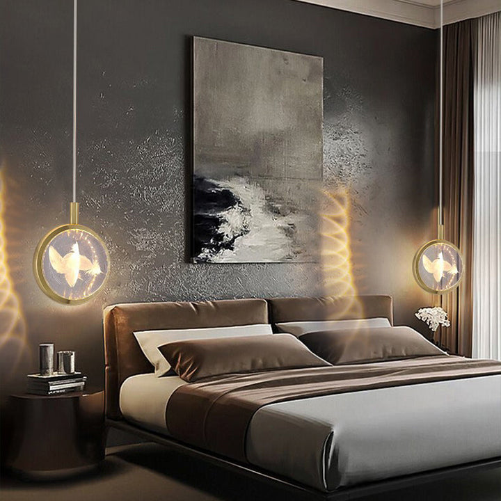 Lustre LED en aluminium cristal rond minimaliste moderne pour chambre 