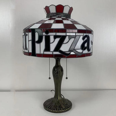 Tiffany Pizza Stained Glass Cone 1-Light Table Lamp