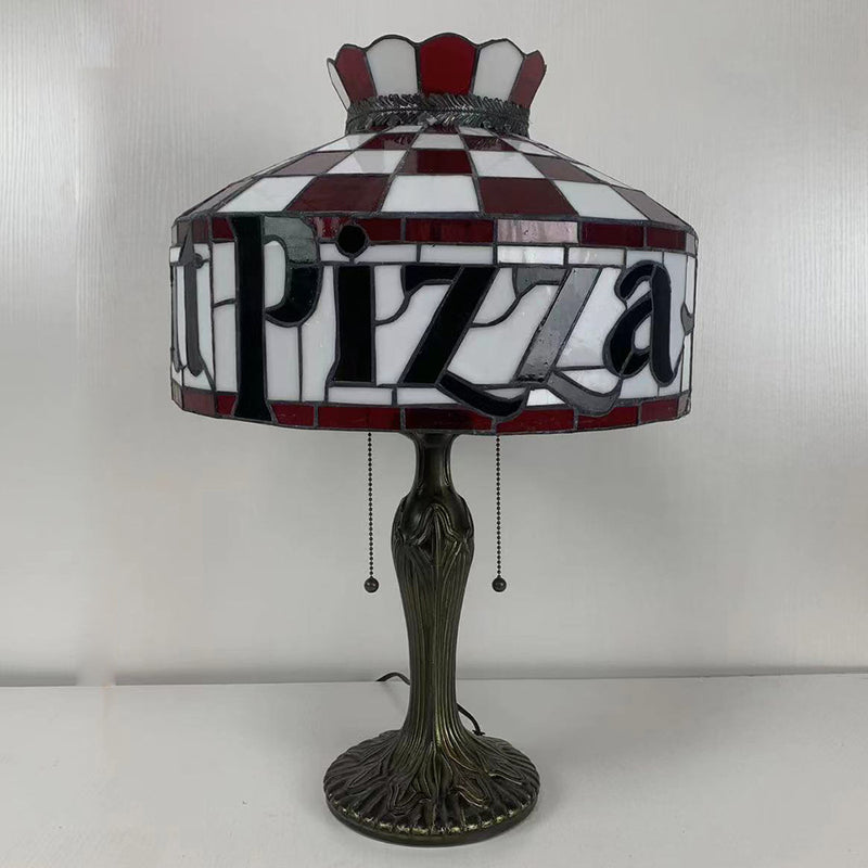 Tiffany Pizza Stained Glass Cone 1-Light Table Lamp