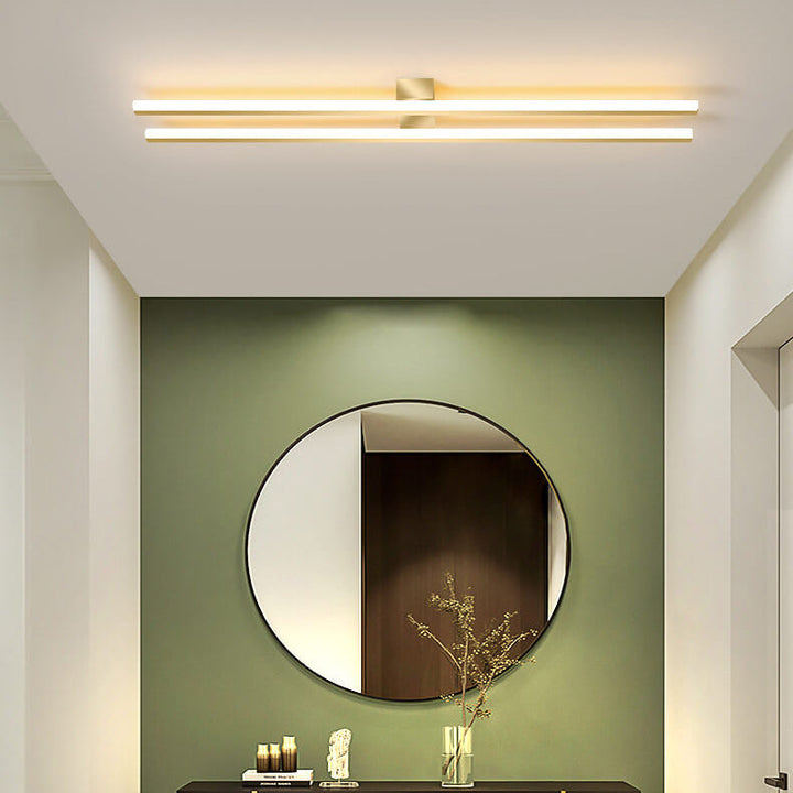 Luz de techo LED de montaje semi-empotrado de línea recta dual geométrica minimalista moderna para pasillo 