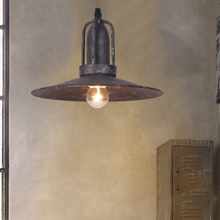 Contemporary Industrial Pot Lid Iron Antique 1-Light Pendant Light For Living Room
