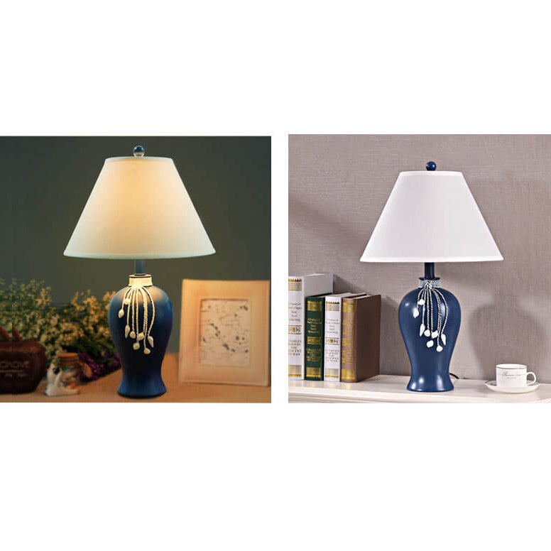 Lampe de Table à 1 Lumière avec Base en Résine et Tissu Méditerranéen Européen 