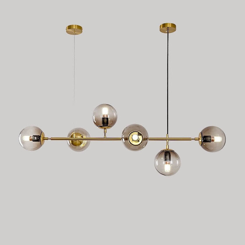 Nordischer minimalistischer bunter Kugel-Hardware-Glas-6-Licht-Insel-Licht-Kronleuchter 