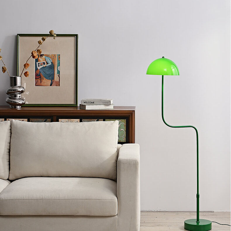 Contemporary Scandinavian Iron Glass Dome Liftable 1-Light Standing Floor Lamp For Study