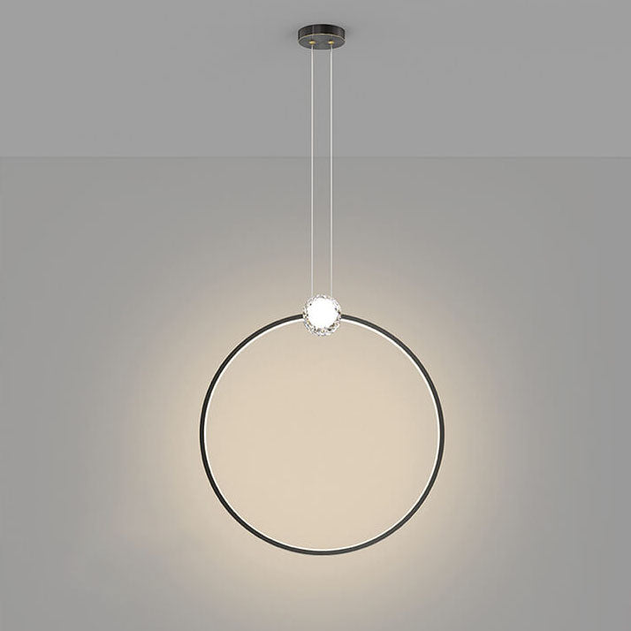European Light Luxury Round Copper Crystal LED Pendelleuchte 