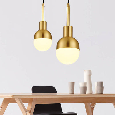 Nordic Vintage Brass Glass Oval 1-Light Pendant Light